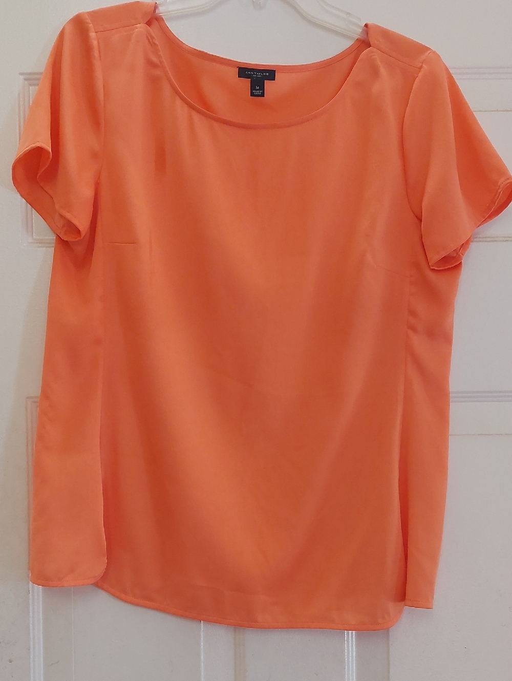Ann Taylor Coral-Orange Short Sleeve Blouse